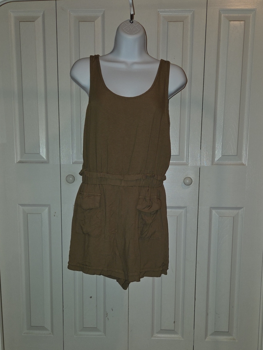 Ci Sono Olive Brown Sleeveless Girls' One-Piece Romper